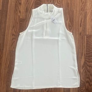 NEW!! White, sleeveless blouse with back zipper